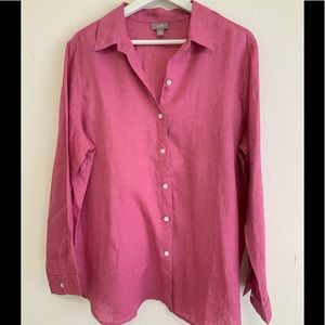 J Jill pink linen button down, M